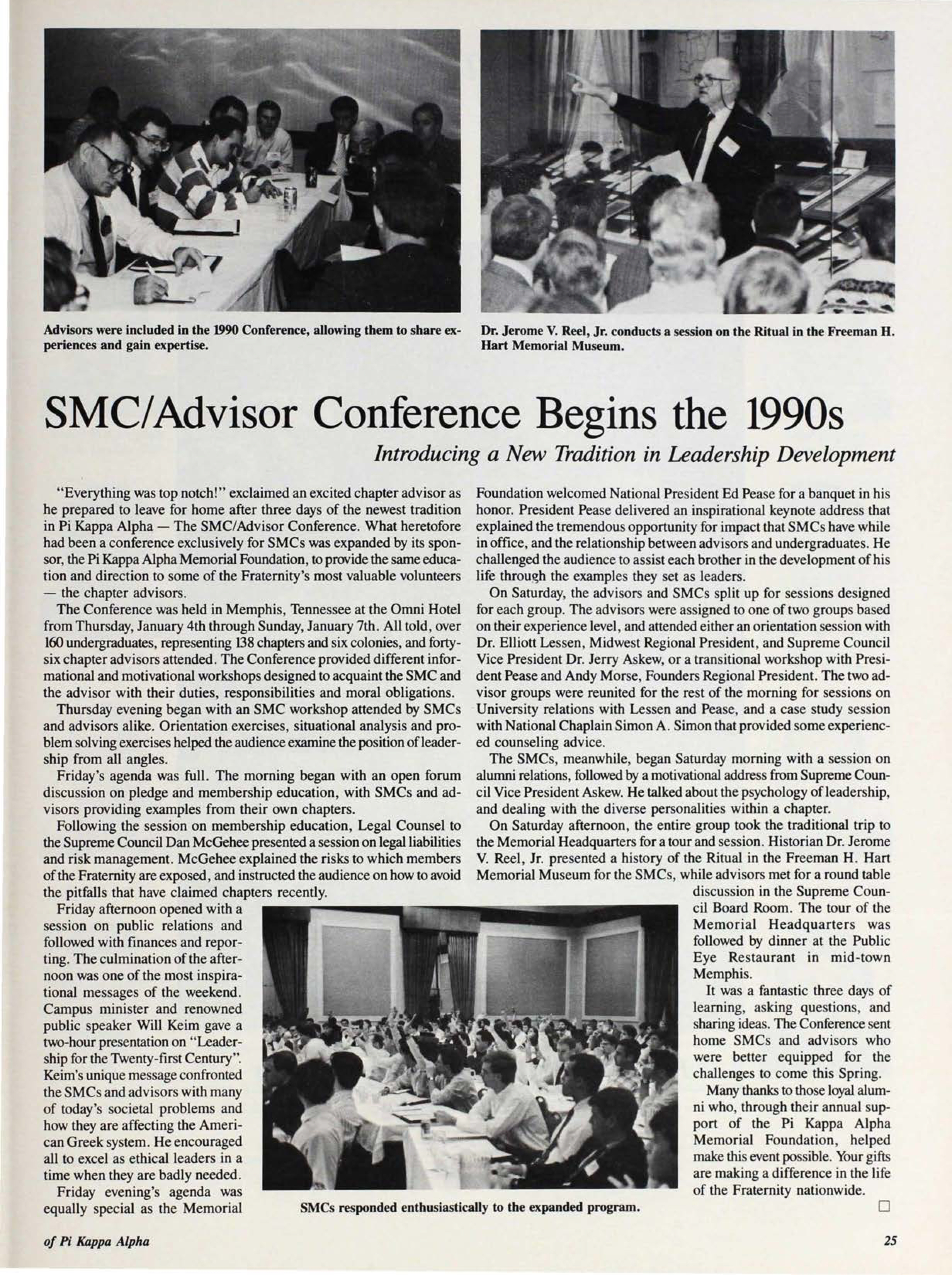 Memorial Foundation: Smc/Advisor Conference Begins The 1990s